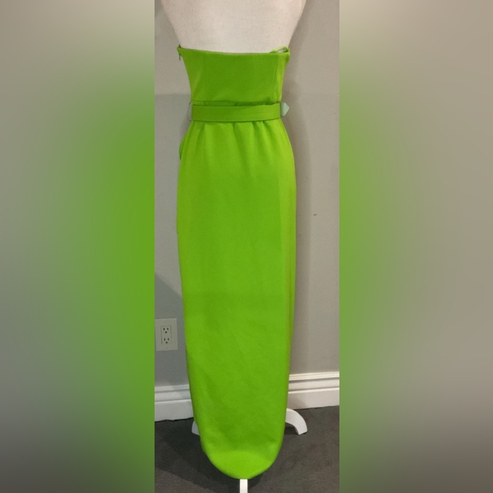 Badgley Mischka Strapless High-Slit Dress In Lime Green Sz 6 NWT - Picture 7 of 11
